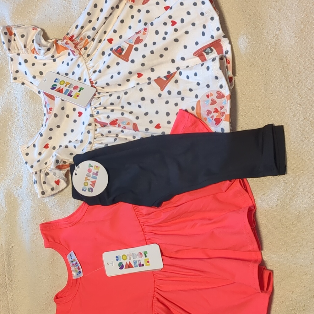 Dot Dot Smile dresses & leggings. Size 6-12M